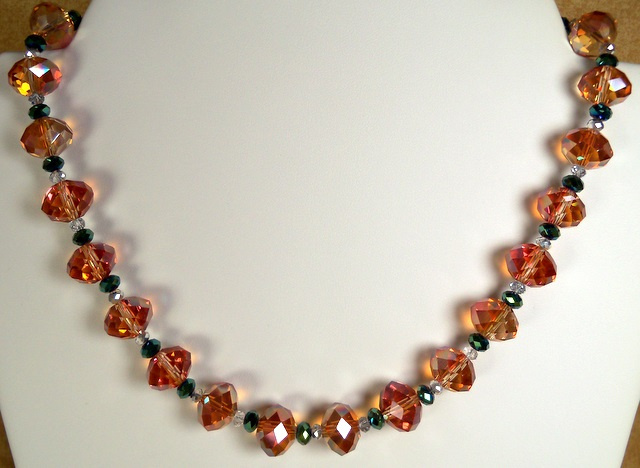 Copper and Green Light Necklace